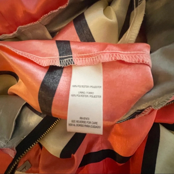 Women's 10 Danny & Nicole Belted Striped Dress Black Gray Coral Belted Pleated - Picture 7 of 7